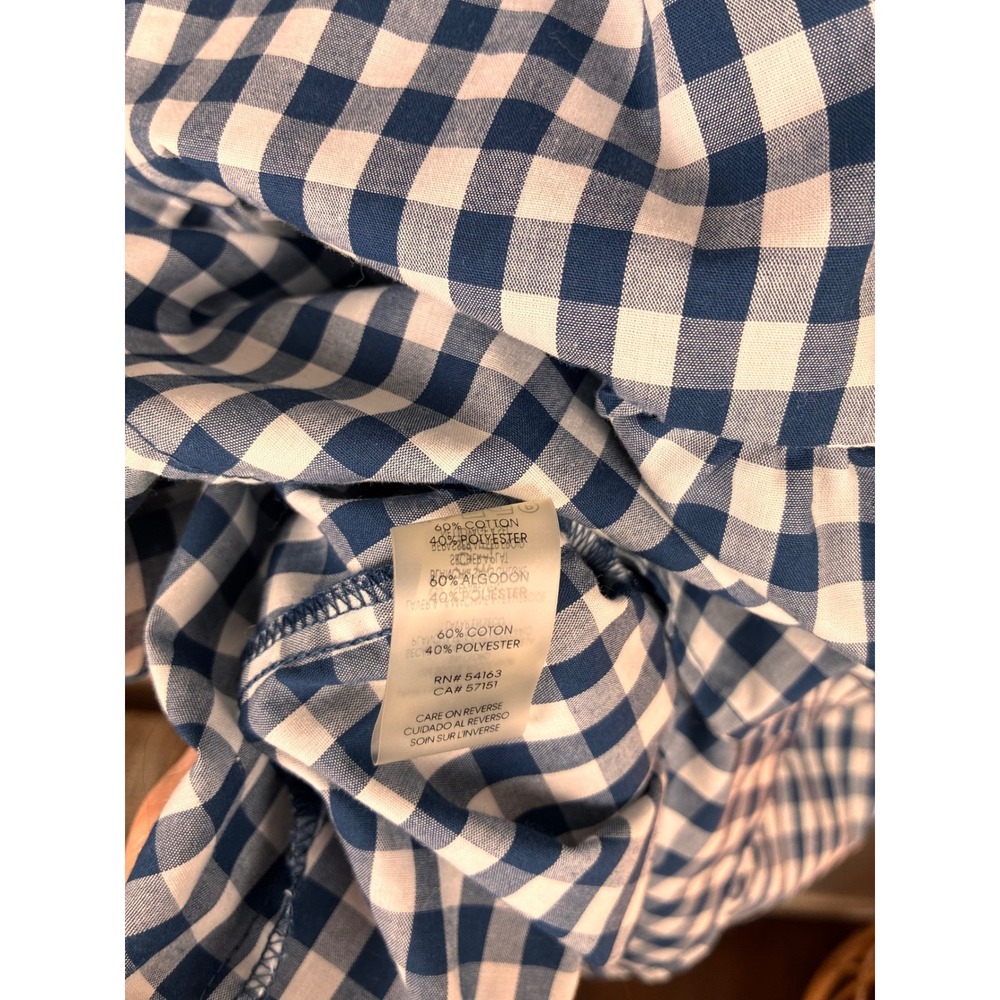 Calvin Klein Shirt Dress Midi Navy Gingham Tiered Short Sleeve Size 6 Picnic - Picture 8 of 12